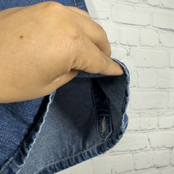 VTG Y2K 90's Denim Baggy Shorts Women Size 16 Blue Carpenter Loose Fit Cotton - Picture 4 of 10